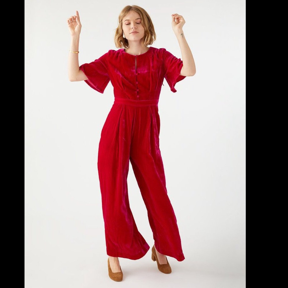NWT Emily & Fin velvet 70s vtg style jumpsuit